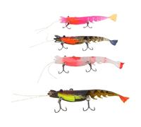 Alomejor Esche da Pesca Affondanti Realistiche con Piombi Incorporati, 4 Pezzi per Pesca (4PCS con Baffi Piombo Gamberetti)