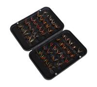 Alomejor Esche per Pesca a Mosca da 50 Pezzi, Kit di Esche con Gancio in Acciaio Ad Alto Tenore di Carbonio per Simulare L'aspetto della Mosca, con Scatola di Immagazzinaggio, per gli