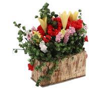 Alomejor Fiori in Vaso in Miniatura in Scala 1:12, Modello Floreale in Argilla Realizzato a Mano con Base in Vaso di Legno per Decorazioni per delle Bambole, Giardini in Miniatura e