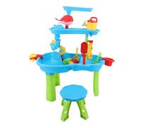 Alomejor Giocattolo del Gioco dell'Acqua e della Sabbia dei Bambini con la Sedia, Grande Tavola Funzionale Multifunzionale dell'Acqua di 3 Livelli per la Casa del Cortile della Spiaggia