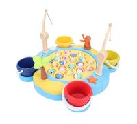 Alomejor Gioco di Pesca Magnetico, 46 Pezzi con 4 Aste, Tavola Girevole a 360°, Secchielli per Stoccaggio, Effetti Musicali per Bambini 3-6 Anni