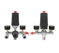 Alomejor Gruppo Collettore Valvola Pressostato di Controllo Pressione Compressore D'aria con Doppio Manometro per Applicazioni Professionali Affidabile e di Lunga Durata 1 Set