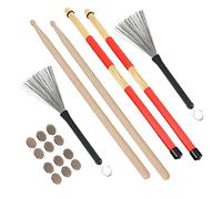 Alomejor Kit Batteria a Pennello Retrattile Kit Rute Brain Amplar Drum per Strumenti Musicali Che Suonano con la Borsa (M02762 Caffè)