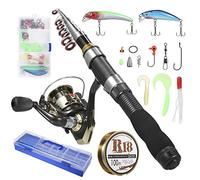 Alomejor Kit Combinato Mulinello da Spinning Telescopico con Set Completo di Attrezzatura per gli Appassionati di Pesca (170 centimetri)