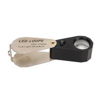 Alomejor Lente d'Ingrandimento Tascabile 10X Lente d'Ingrandimento Illuminata Portatile 2 in 1 con Luce a LED per Gioielli Monete Orologi