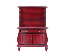 Alomejor Libreria in Miniatura delle Bambole, Scaffale in Stile Europeo in Legno per Collezionisti, Decorazioni per Esposizioni e Proposito (rosso)