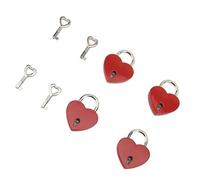Alomejor Lucchetto a Cuore Lucchetto D'amore con Chiave Coppia di Lucchetti per Desideri per Portagioie Borse 4 Set in Lega di Zinco 38x30mm (rosso)