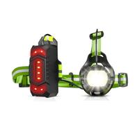 Alomejor Luce da Corsa Notturna Testa Girevole Regolabile di 90° Luce Toracica Ricaricabile Tramite USB per Corridori, Lampada da Ciclismo Leggera per Ciclismo, Escursionismo, Campeggio (Green)