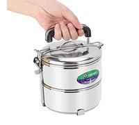 Alomejor Lunch Box Robusto Contenitore per Alimenti Multistrato in Acciaio Inossidabile per Uso Domestico All'aperto 2 Strati per Ufficio Scuola (2 livelli)