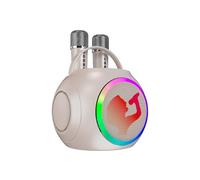 Alomejor Macchina per Karaoke con 2 Microfoni Wireless, di Altoparlanti Bluetooth Portatile in ABS per Canti in Campeggio All'aperto per Feste in Casa (WHITE)