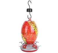 Alomejor Mangiatoia per Uccelli Colorata per Colibrì, Strumento per L'alimentazione degli Uccelli per Cortile del Giardino, Mangiatoia per in Vetro Senza Piombo con Ganci e Fossato per Formiche,