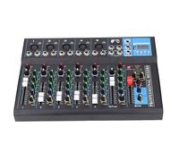 Alomejor Mixer Audio Professionale a 7, Console di Mixaggio DJ Bluetooth con Interfaccia USB e Alimentazione Phantom 48V, per Registrazione in Studio e Suono Dal Vivo (Spina europea)