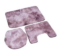 Alomejor Morbido Tappeto da Bagno Antiscivolo Set Coperchio WC Copri Tappetino da Bagno Tappeto Sagomato per la Decorazione Domestica, Rosa Viola/giallo, Set da 3 Pezzi, Applicabile per Master, Kid,