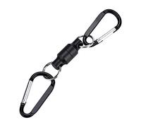 Alomejor Moschettone da Pesca Rete Magnetica in Lega di Alluminio - Doppio Gancio per Fissaggio Cintura Portachiavi Nero con Chiusura