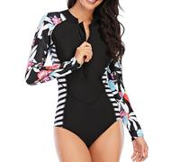 Alomejor Muta da Donna Muta Intera Shorty Manica Lunga Mantieni Caldo Cerniera Frontale Nero Immersione Nuoto Suifing Snorkeling (Nero)