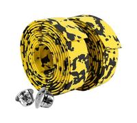 Alomejor Nastro Manubrio Bici da Strada Antiscivolo Traspirante con Tappi Terminale 2 Pezzi Giallo Nero per Ciclismo Bici da Corsa