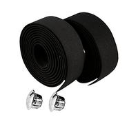 Alomejor Nastro per Manubrio Bici da Strada Traspirante Antiscivolo con Tappi Terminale Nero Set 2 Pezzi Ciclismo