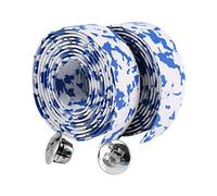 Alomejor Nastro per Manubrio Bici da Strada Traspirante Antiscivolo con Tappi Terminali per Ciclismo Corsa Blu Bianco