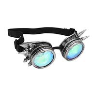 Alomejor Occhiali Caleidoscopio Steampunk con Lenti Arcobaleno Regolabili, Effetti Psichedelici per Halloween Feste, Design Vintage Argento Antico, Accessori Cosplay Unici e Divertenti