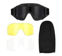 Alomejor Occhiali Tattici Anti-polvere Anti-nebbia Occhiali Protettivi per Occhi con Obiettivo Intercambiabile per Ciclismo Guida Paintball Airsoft Ski(Nero)