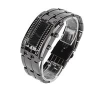 Alomejor Orologio a LED Impermeabile Resistente All'usura Display con modalità Temporale Binaria Unica per Uomo Vetro in Acciaio Inossidabile (L)