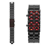 Alomejor Orologio Elettronico con Bracciale a Fascia in Acciaio a LED Design Creativo per Studenti e Coppie Luce Rossa da 8,3 Pollici