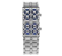 Alomejor Orologio Elettronico con Bracciale a Fascia in Acciaio a LED Design Creativo per Studenti e Coppie Luce Rossa da 8,3 Pollici (Nastro d'argento Blu-ray)