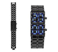 Alomejor Orologio Elettronico con Bracciale a Fascia in Acciaio a LED Design Creativo per Studenti e Coppie Luce Rossa da 8,3 Pollici