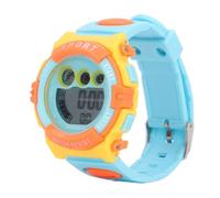 Alomejor Orologio Sportivo Digitale per Bambini Orologio da Polso Impermeabile con Luce a LED per Ragazzi e Ragazze 7 Colori Attività All'aperto Plastica PU Acciaio Inossidabile 1pz (blu+arancione)