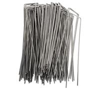 Alomejor Pali da Giardino a Forma di U in Acciaio Zincato da 100 Pezzi per un Fissaggio Stabile in Progetti Paesaggistici per Patio, Terrazza e Letto Rialzato, Ideali per Zolle Erbose e Barriere
