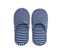 Alomejor Pantofole da Viaggio Pieghevoli da 1 Paio Pantofole Termali a Righe Portatili Pantofole Antiscivolo in Morbido Cotone Lavabili USA e Getta(Men Type-Strisce Blu)