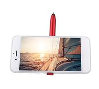 Alomejor Penna Capacitiva 4 in 1 con Luce LED, Stilo da Viaggio (rosso) | Combinazione di penna a sfera e stilo, facile utilizzo con una sola mano, design pieghevole, compatibile con dispositivi
