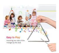 Alomejor Percussione in Acciaio Triangolo con Campana Triangolare da 4 Pollici con Martello per Strumento Musicale per l'apprendimento del Ritmo dei Bambini (8 pollici)