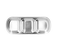 Alomejor Piatto Durevole in Acciaio Inox per Salse Calde, Piatto Diviso, per Mensa, Campeggio, Picnic, 8" (3 Cavità)