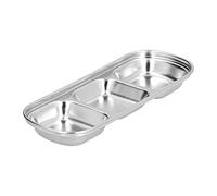Alomejor Piatto Durevole in Acciaio Inox per Salse Calde, Piatto Diviso, per Mensa, Campeggio, Picnic, 8" (3 Cavità)