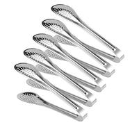 Alomejor Pinze per Alimenti da 5 Pezzi per, Barbecue e Buffet, Design Ergonomico e Liscio in Acciaio Inossidabile, Sicure e Salutari, Colore Argento (Grande)