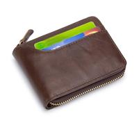 Alomejor Portafoglio Bifold in Pelle con Cerniera Sicuro con Scomparti Multipli per Uomo, Borsa da Viaggio Resistente All'acqua per Marito, Figlio, Amici - /Marrone/Blu (BROWN)