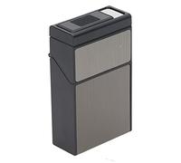 Alomejor Portasigarette in Metallo con Caricatore USB, 20 Pezzi (Black | Materiale durevole, Design portatile, Mantiene le sigarette asciutte, Ideale per l\'uso quotidiano