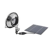 Alomejor Pratico Ventola del Pannello Solare per Raffreddamento a Serra, Kit per Crema Solare USB per Cani, Silicio/Ferro Monocristallino