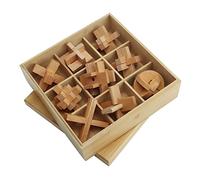 Alomejor Puzzle Rompicapo in Legno, Gioco di Interblocco Sblocco 3D Giocattolo Intellettuale Educativo per Bambini Adulti con Mini Design Portatile