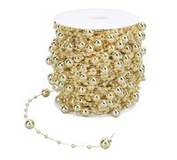 Alomejor Rotolo di perle artificiali da 8 mm, per belle decorazioni di feste, filo riutilizzabile per matrimoni, 30 m (oro)