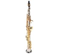 Alomejor Sassofono Soprano Professionale in Ottone con Chiavi Argento e Oro, Tono di Alta qualità, Riproduzione Comoda per Musicisti e Principianti, con Accessori e Borsa da Viaggio