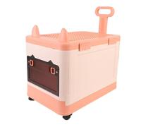Alomejor Scatola Giocattolo con Ruote, Organizzatore di Deposito in Plastica Pieghevole con Coperchio per Blocchi per la Scuola Materna, Sala Giochi, Camera da Letto (Rosa arancio)