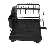 Alomejor Scolapiatti Multiuso Ripiano Pieghevole a 2 Livelli per Riporre gli Utensili da e Asciugare in Modo Efficiente (BLACK)