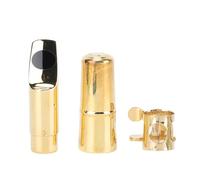 Alomejor Set Bocchino per Sassofono Soprano, Bocchino per Sax in Ottone Realizzato a Mano con Legatura del Cappuccio e Cuscinetto per Denti per Prestazioni Migliorate e Tono Brillante