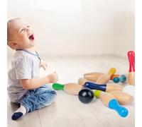 Alomejor Set Bowling in Legno per Bambini, 10 Birilli e 3 Palle, Gioco da | Giocattolo per il Riconoscimento dei Colori, Sviluppo delle abilità Motorie, Gioco da Prato Indoor e Outdoor, attività per