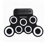 Alomejor Set di Batteria Elettrica, Materiale Siliconico, Kit da 7 Pad con Altoparlante Ricaricabile e Volume Regolabile per Bambini Principianti