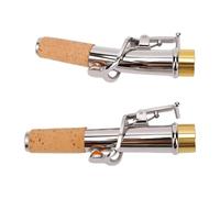 Alomejor Set di Colli per Sassofono Soprano, 2 Pezzi Colli Dritti e Curvi con Legatura in Ottone e Sughero, Diametro Bocchino 16.7mm per Ricambio Parti Sassofono Soprano
