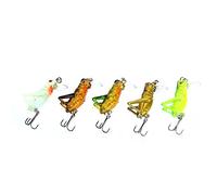 Alomejor Set di Esche da Pesca, Esca per Pesci Luminosa in Plastica con 3 Ganci, 5 Esche Artificiali da 5 Cm, Design Realistico per Pesca Notturna, Pescatori d'acqua Dolce e Principianti