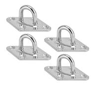 Alomejor Set di Ganci con Piastra a Occhiello in Acciaio Inossidabile 304 per Amache e Decorazioni - Montaggio Durevole a Parete e a Soffitto - 4 Pezzi Argento